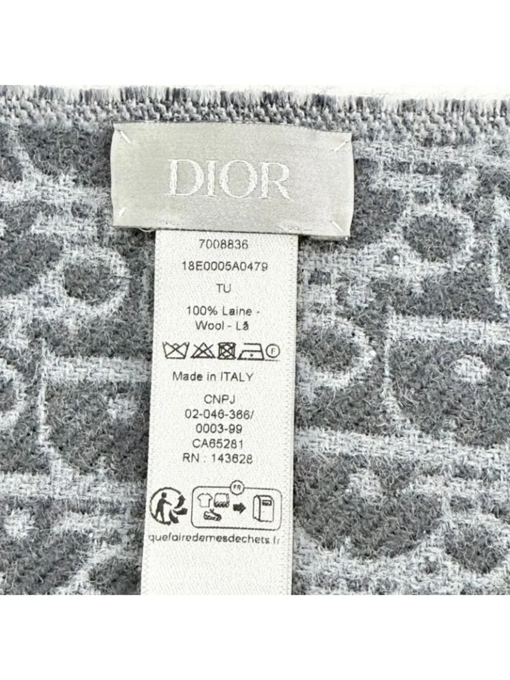 Dior Homme Trotter Wool 100% Fringe Long Scarf Gray